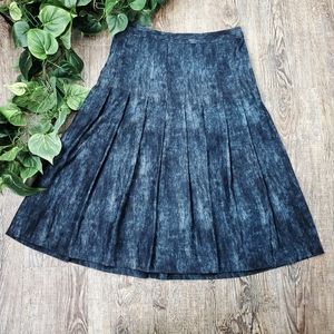 The People's Pleated Skirt Vintage Blue Black Tie Dye Flowy Flared Dark Academia